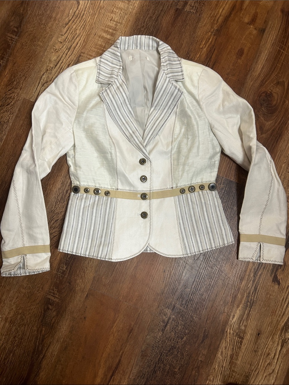 Coldwater Creek Cream Blazer with Taupe Trim